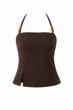 Blusa Checkin Café Oscuro