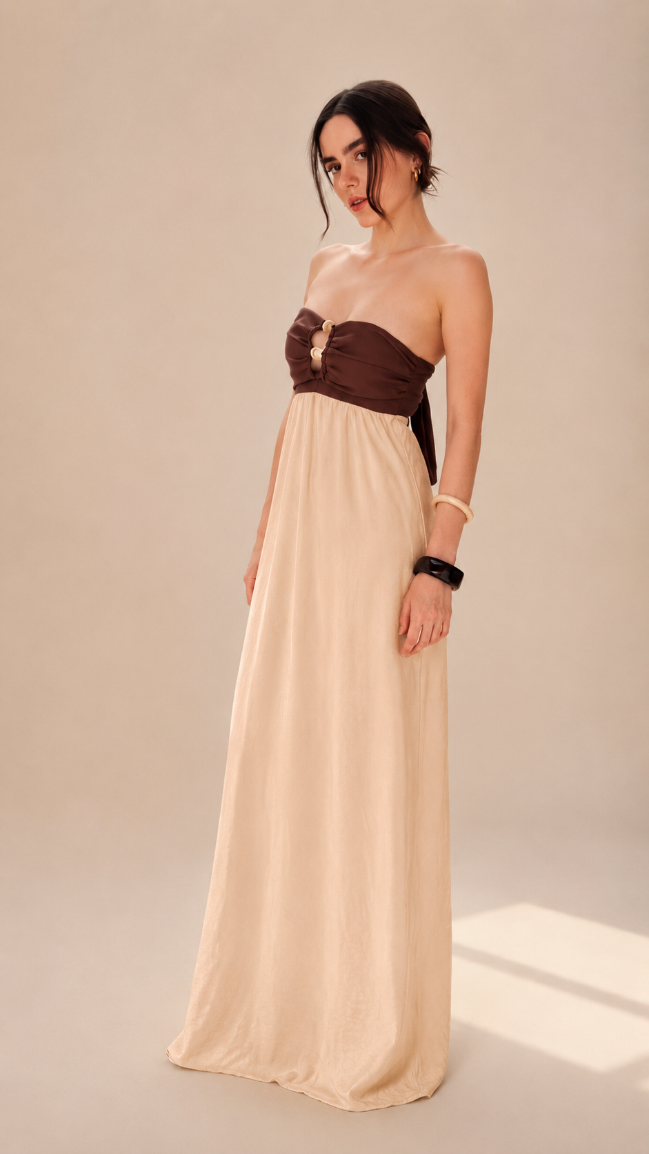 Vestido Sunset Café Oscuro/Crema