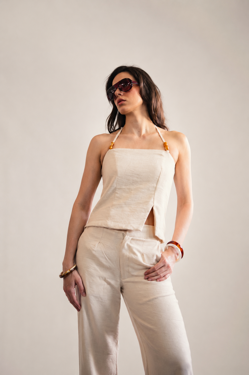 Blusa Checkin Crema Imagen principal del producto